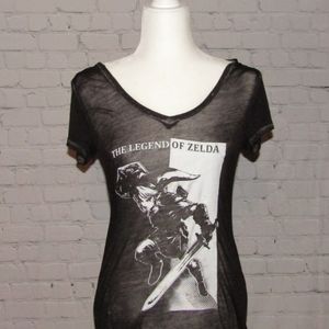 Legend of Zelda Link Burnout Sheer Tee Black White Nintendo T-Shirt Size Medium